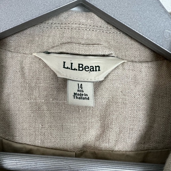 L.L. bean linen blazer size 14 oatmeal color - Picture 7 of 11